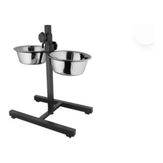 Steel Bowl Adjustable Stand with 2 Bowls