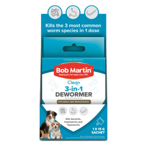 Bob Martin 3 in 1 Dewormer Dogs Sml/Med 15g