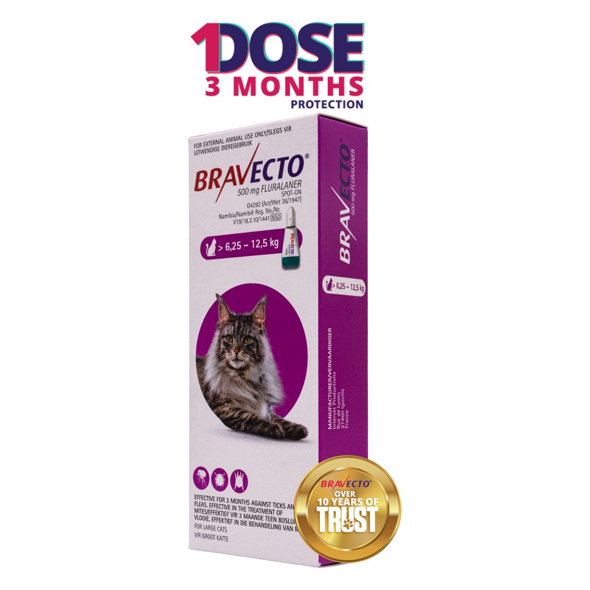 Bravecto Spot-On Lrg CATS (6-12.5kg) Purple