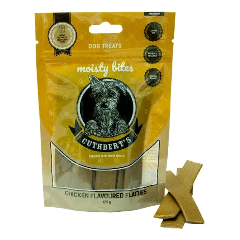 CUTHBERTS Treats S/Moist Chk Flatties 120g pouch
