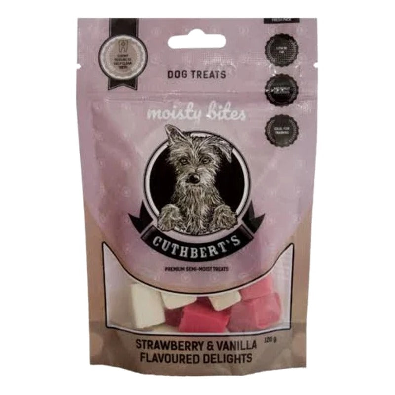 CUTHBERTS Treats S/Moist Strawberry&Vanilla Delights 120g pouch