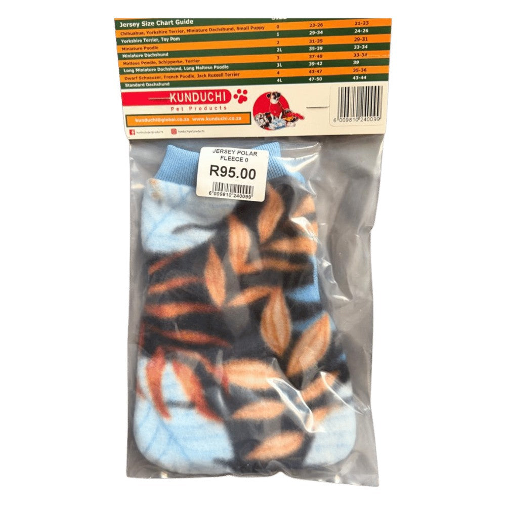 Kunduchi Polar Fleece Dog Jersey Size 0 Leaf print