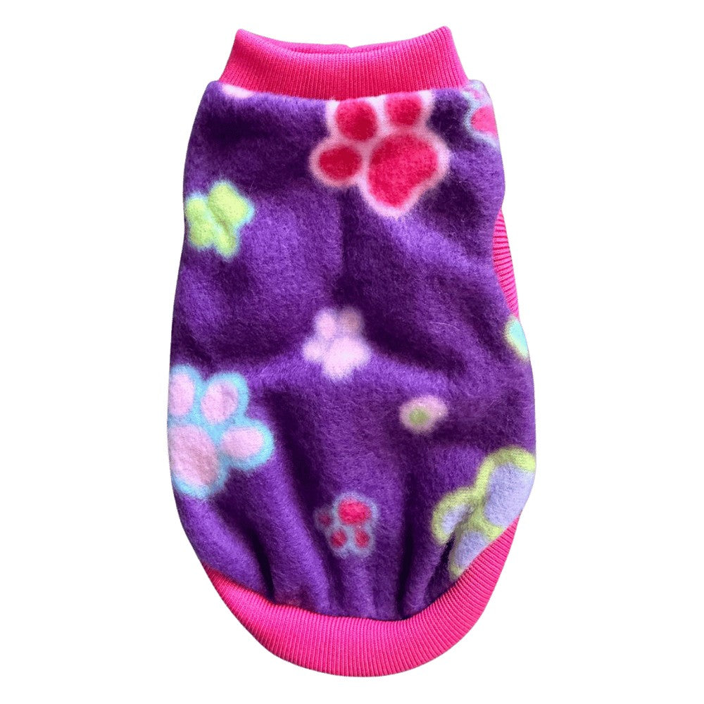 Kunduchi Polar Fleece Dog Jersey Size 0 Purple paw print