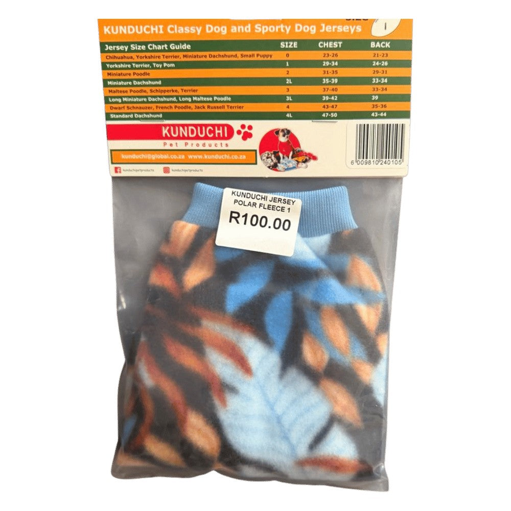 Kunduchi Polar Fleece Dog Jersey Size 1 Leaf print