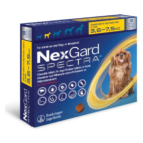 NexGard Spectra Sml (3.6-7.5kg) Sgl 1' Yellow