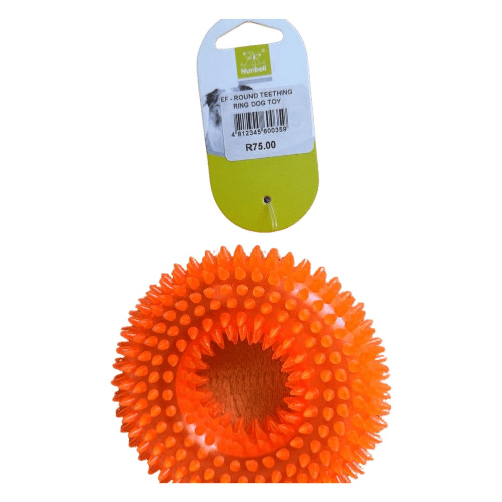 Nunbell Round Teething Ring Dog Toy Orange