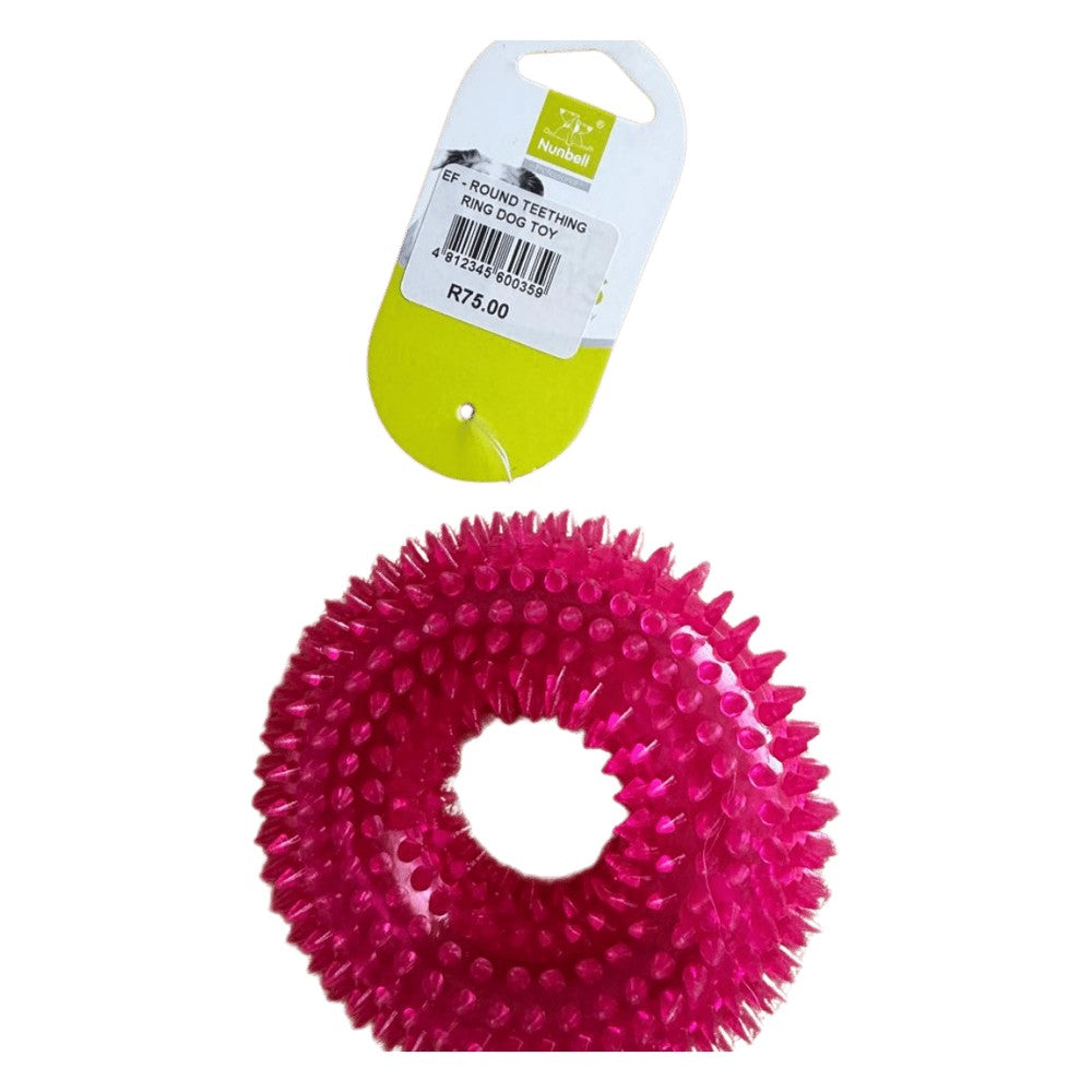 Nunbell Round Teething Ring Dog Toy Pink