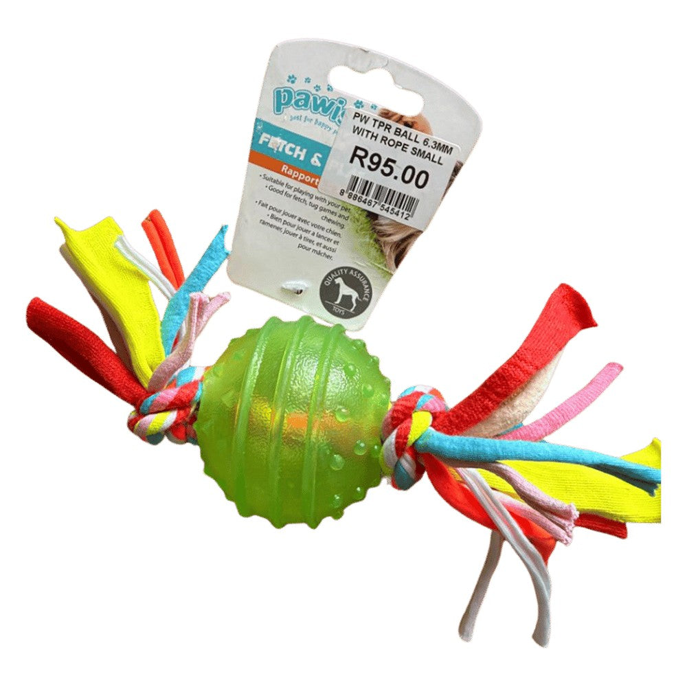 Pawise TPR Ball 6.3cm with Rope Small