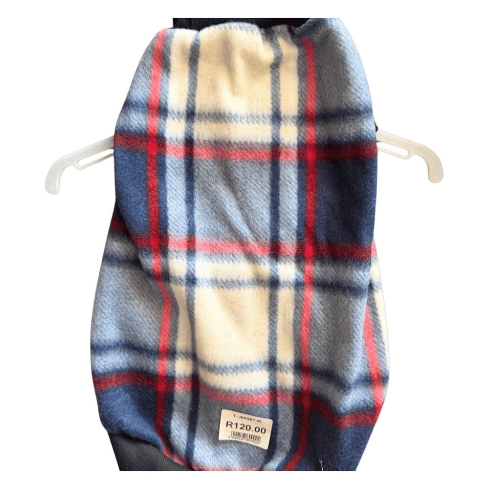 Fleece Dog Jersey Size #5 Blue/red check
