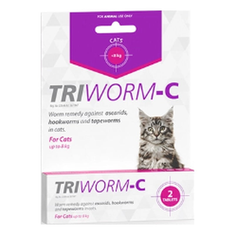Triworm-C Cats 2 Tabs (up to 8kg) Purple