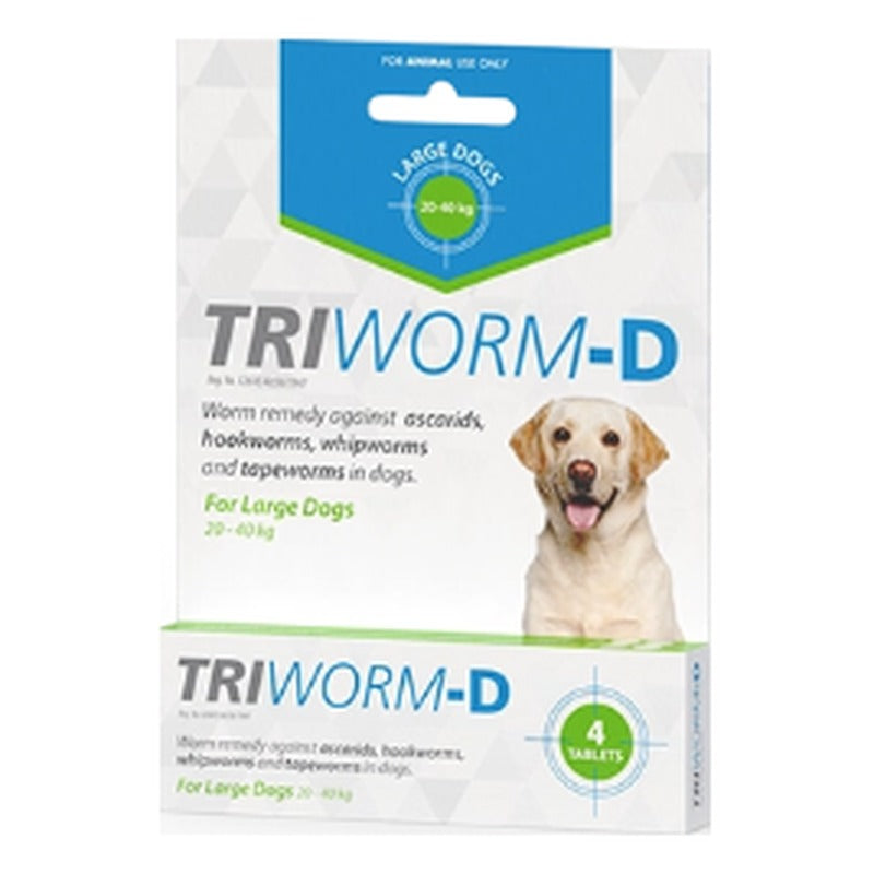 Triworm-D Lrg Dogs 4 Tabs (20-40kg) Green