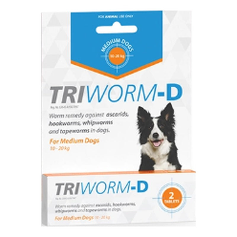 Triworm-D Med Dogs 2 Tab (10-20kg) Orange