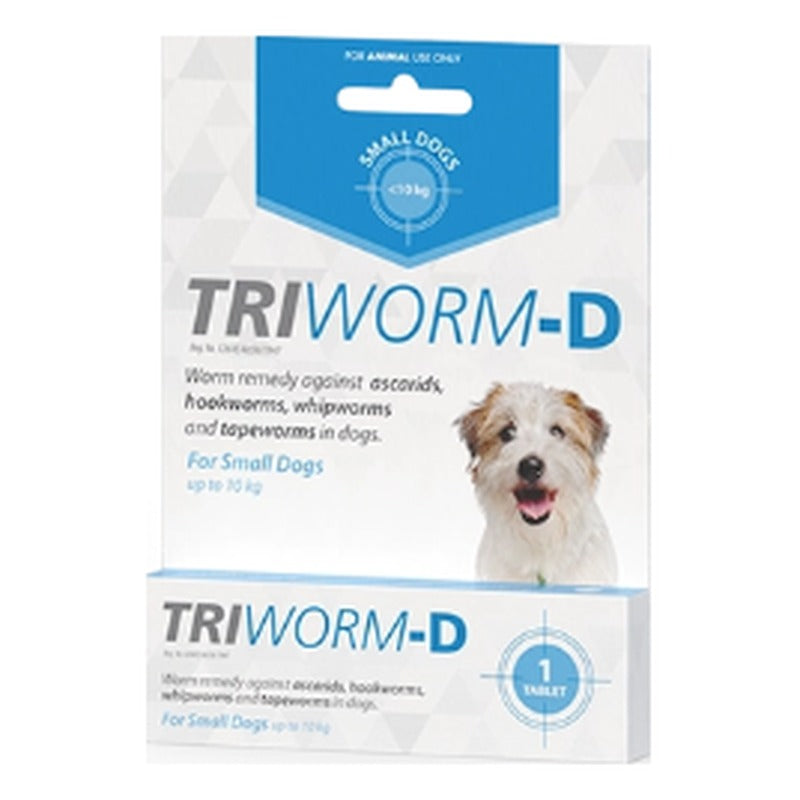 Triworm-D Sml Dogs 1 Tab (0-10kg) Blue